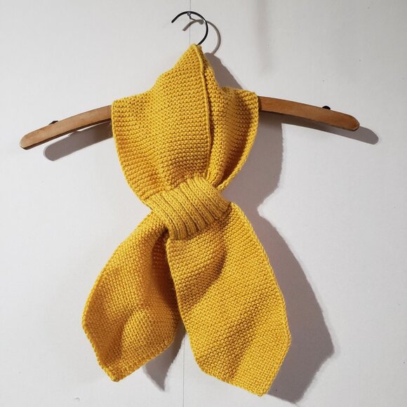 Vintage mustard yellow handmade Knit Scarf, knot tie - Picture 1 of 4